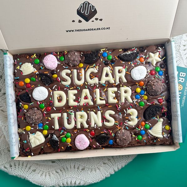 A birthday brownie with a name on it