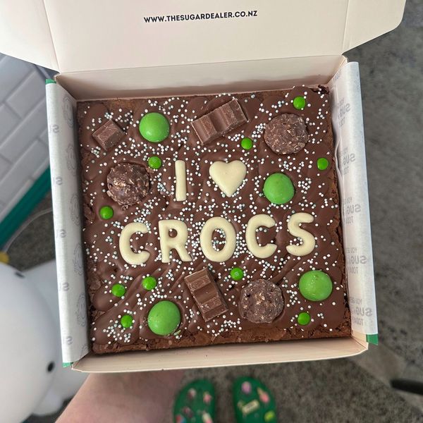 A brownie with a custom message